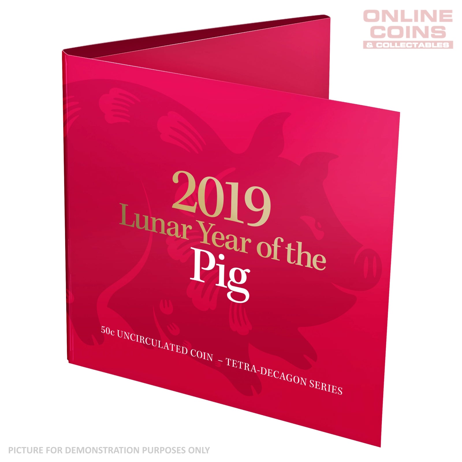 2019 50c CuNi Tetra-Decagon Uncirculated Carded Coin - Year of the Pig